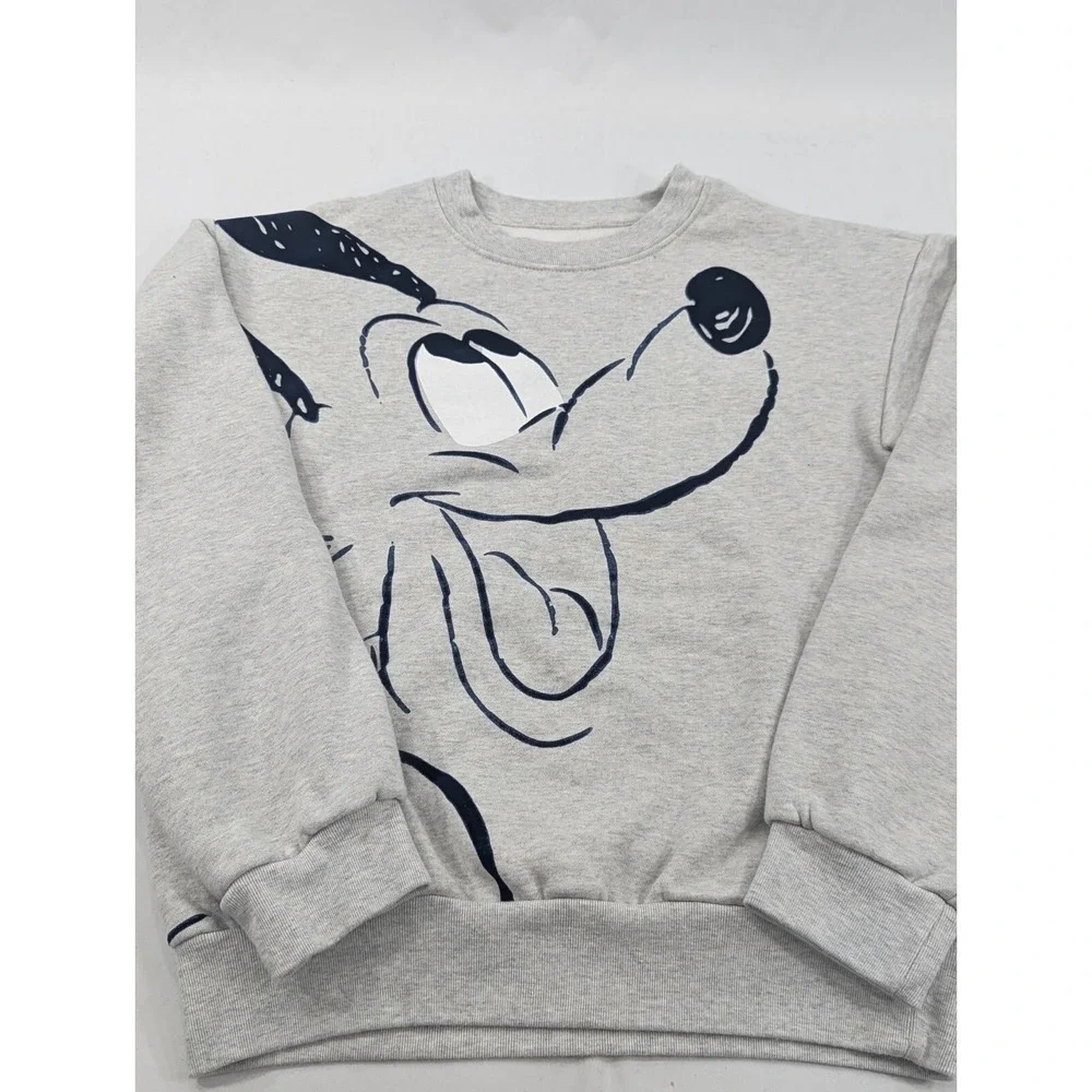 Disney Pluto Sweatshirt Adult Size XS Gray Heavyweight Big Print Vintage RARE